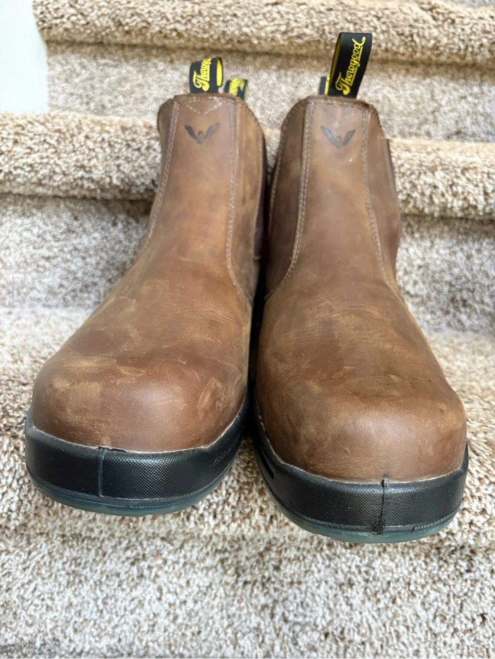 Thorogood Men's Brown Leather Slip-On Chelsea Work Boots